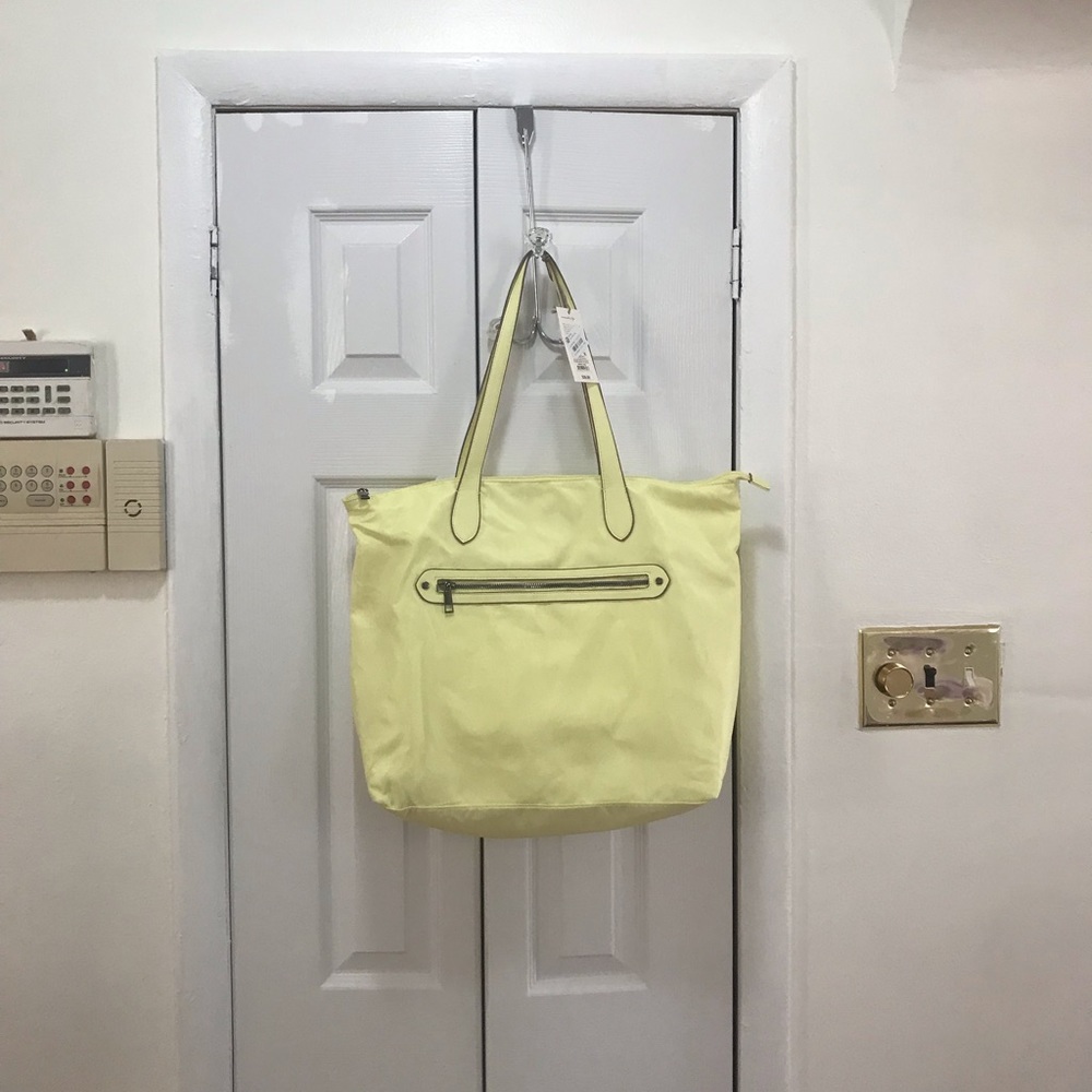 A new day Tote Handbag Studded Zip Closure Shoulder